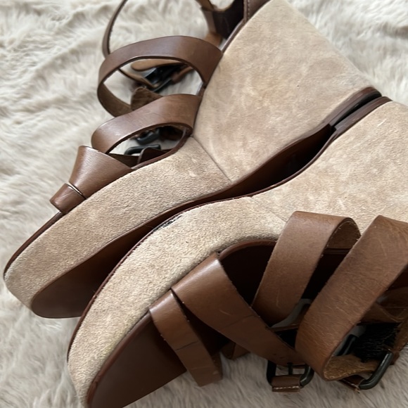 J. Crew Brown Suede & Leather Platform Wedges - Picture 7 of 7